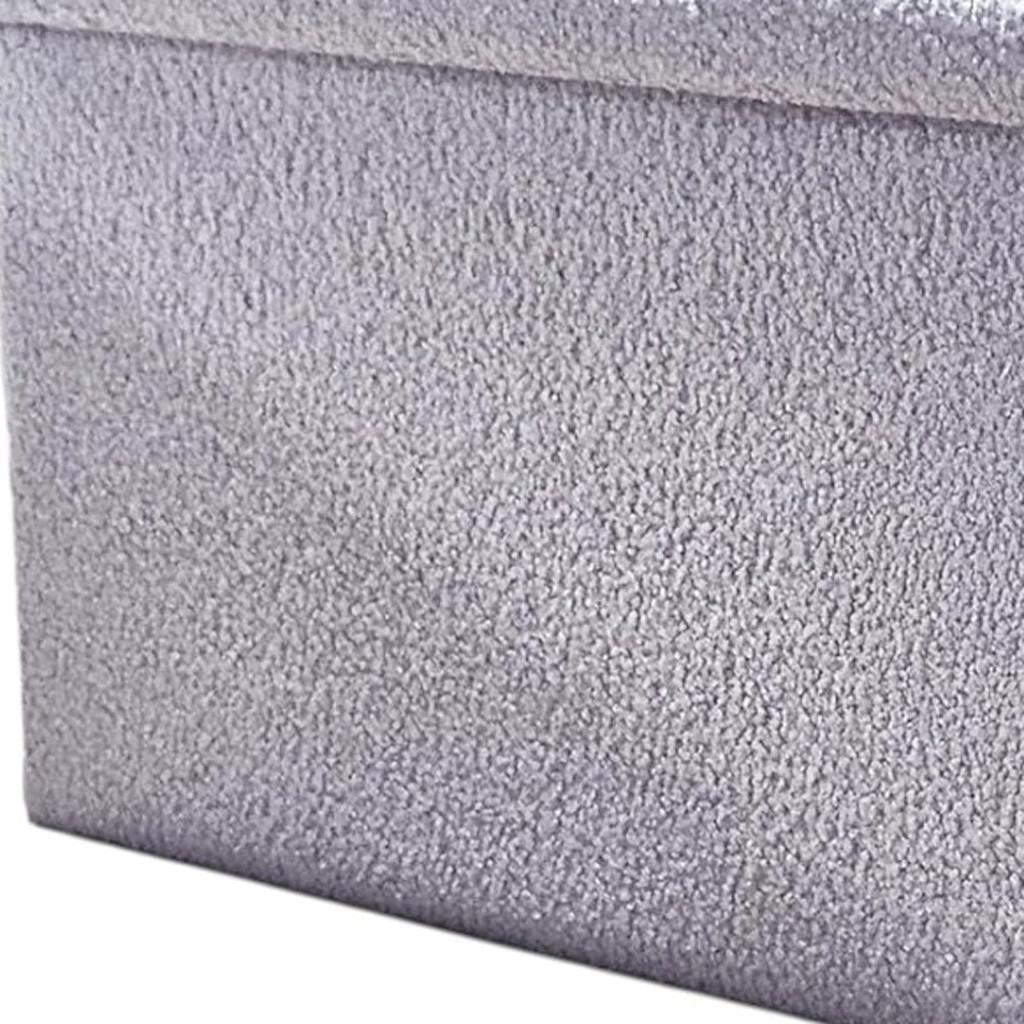 30" Gray Boucle Ottoman With Storage