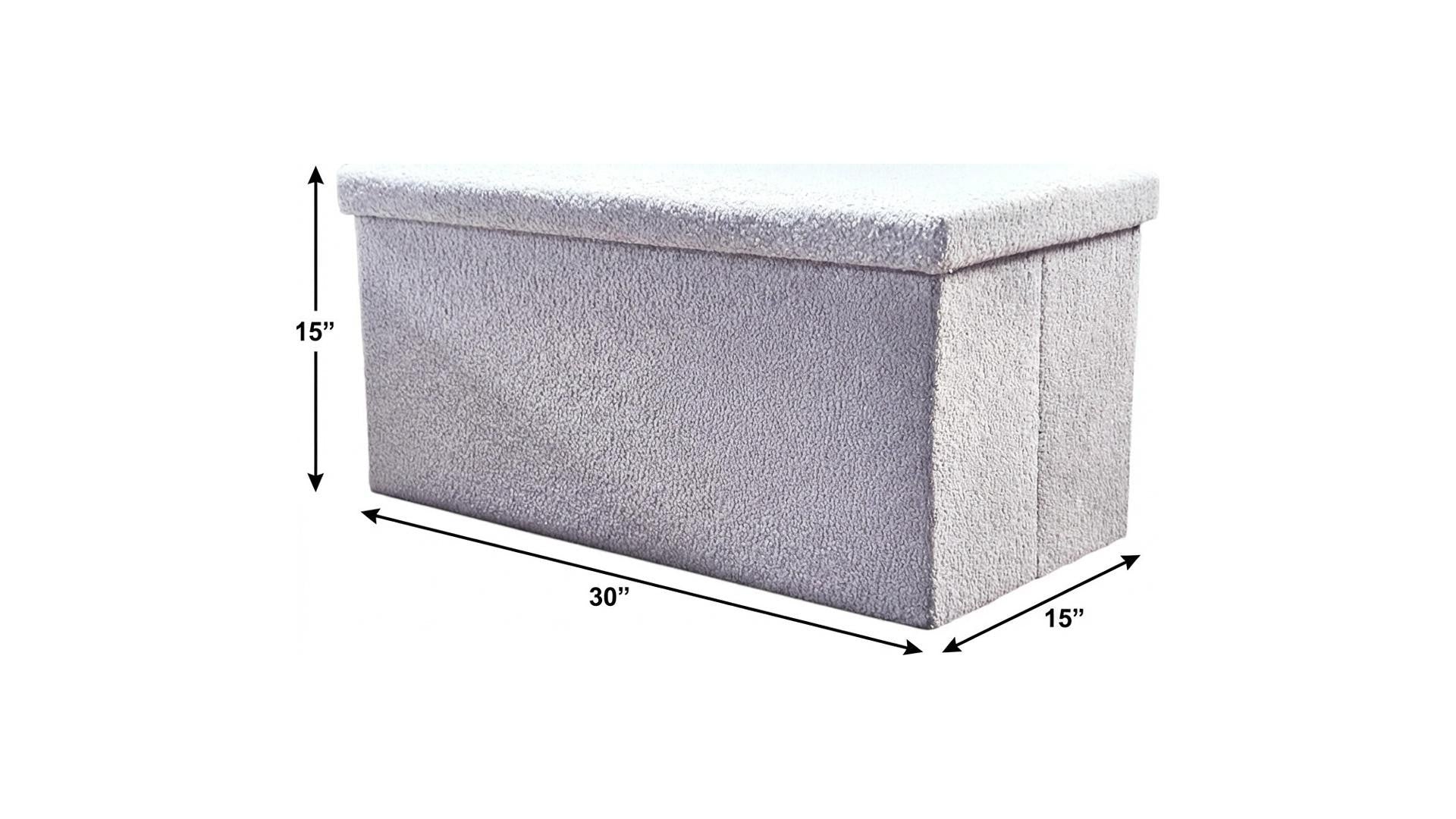 30" Gray Boucle Ottoman With Storage