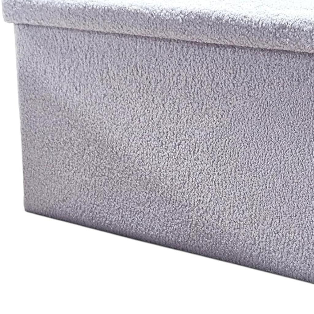 30" Gray Boucle Ottoman With Storage