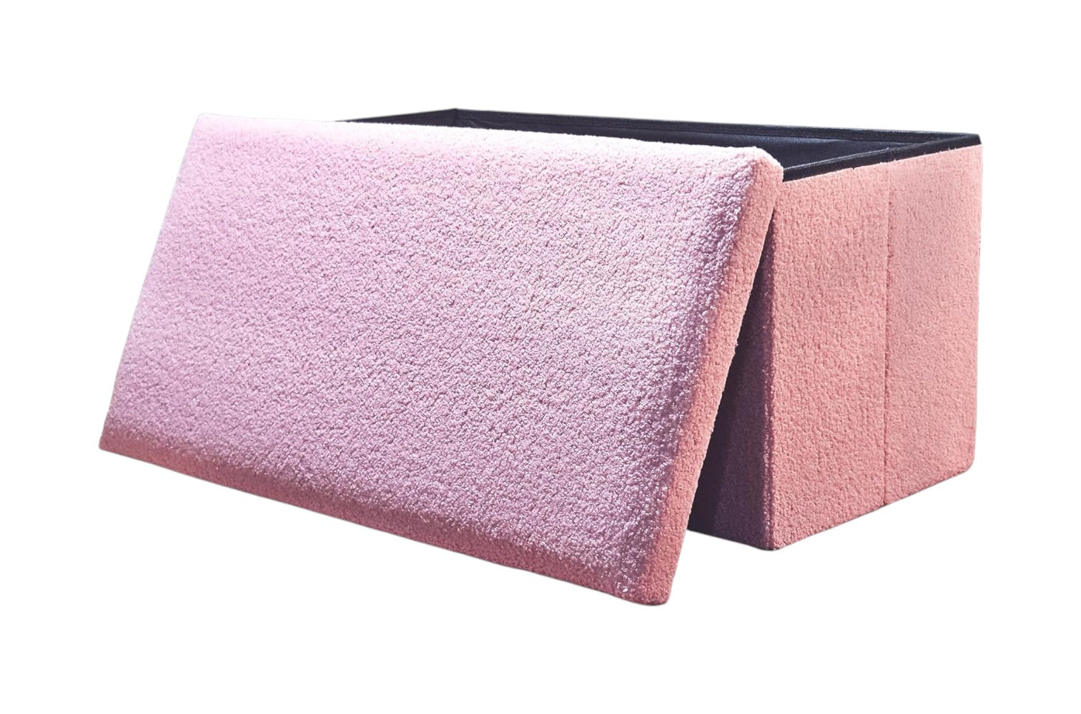 30" Pink Boucle Ottoman With Storage