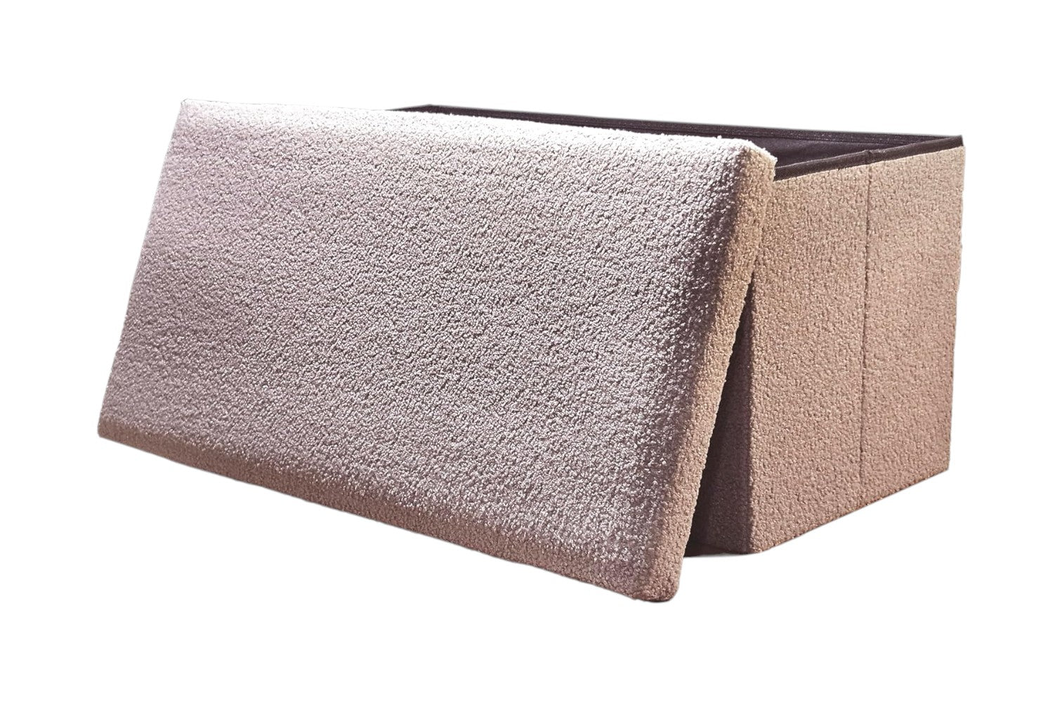 30" Taupe Boucle Ottoman With Storage