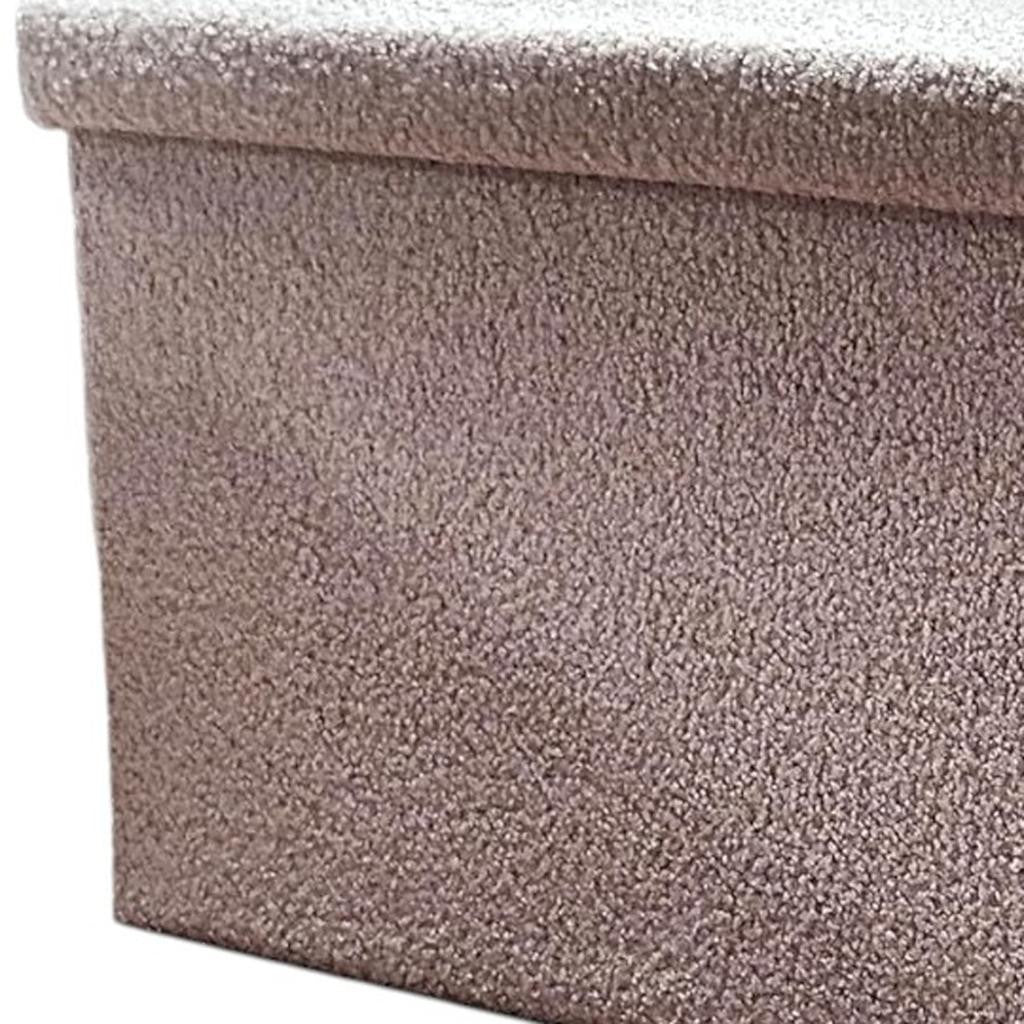 30" Taupe Boucle Ottoman With Storage