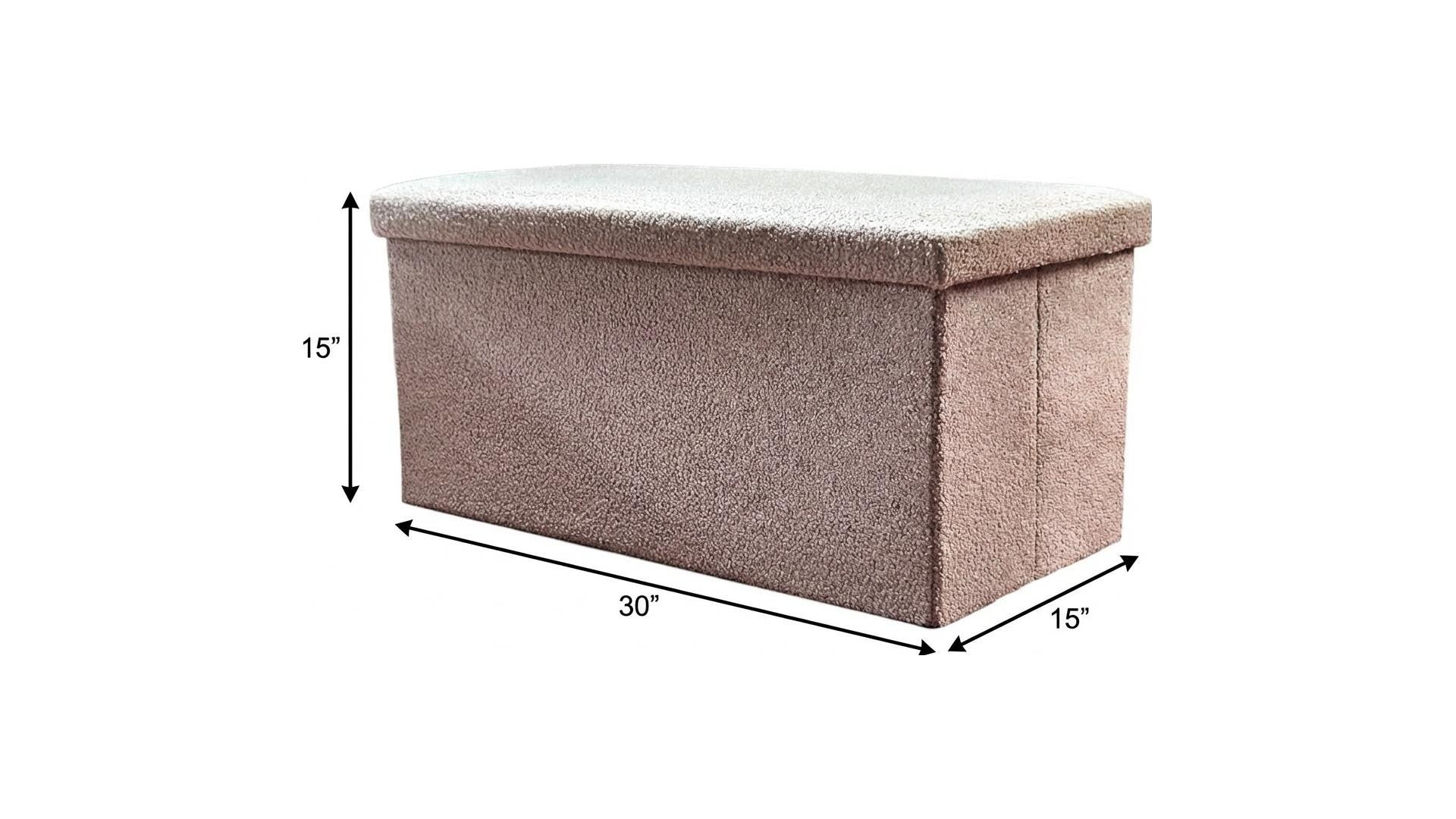 30" Taupe Boucle Ottoman With Storage