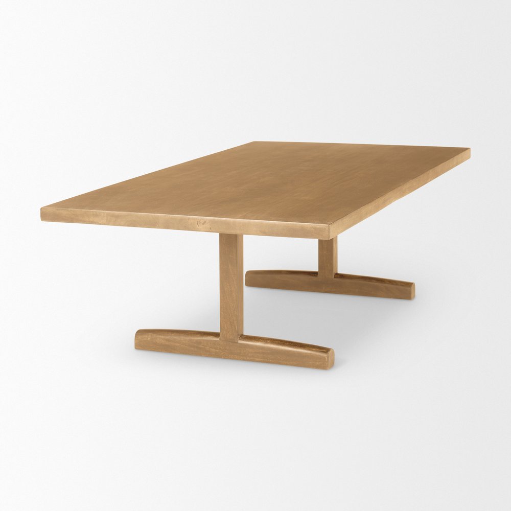 55" Natural Solid Wood Double Pedestal Coffee Table