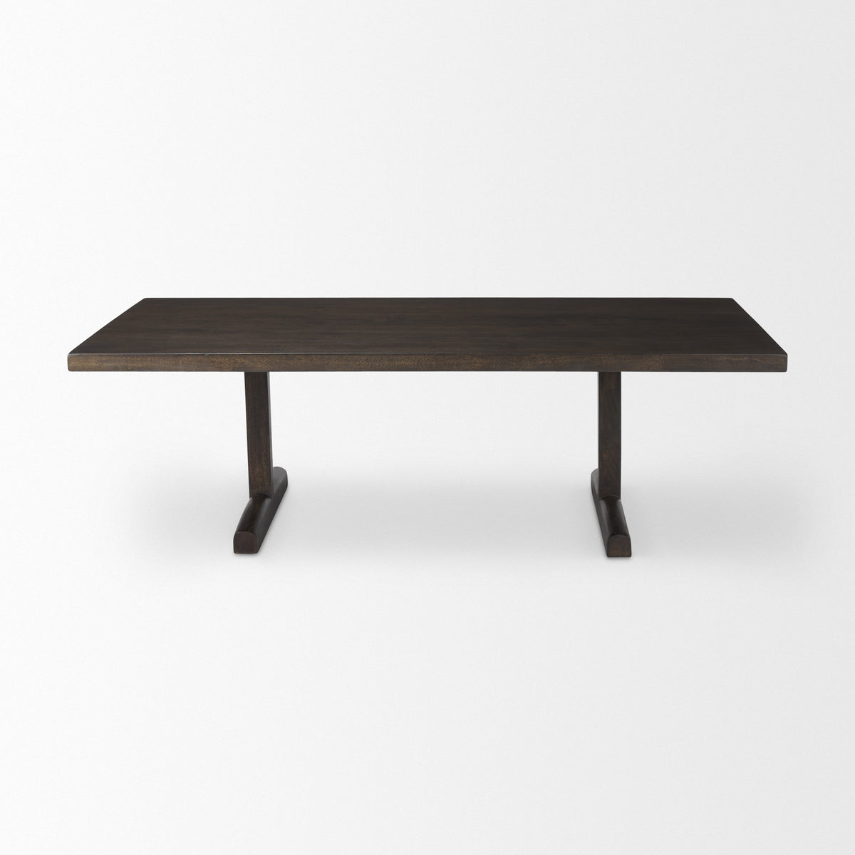 55" Dark Brown Solid Wood Double Pedestal Coffee Table
