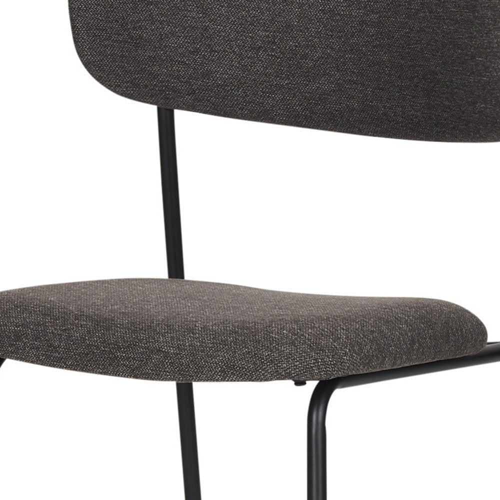 Set of Two Gray and Black Fabric Open Back Dining Side Chairs