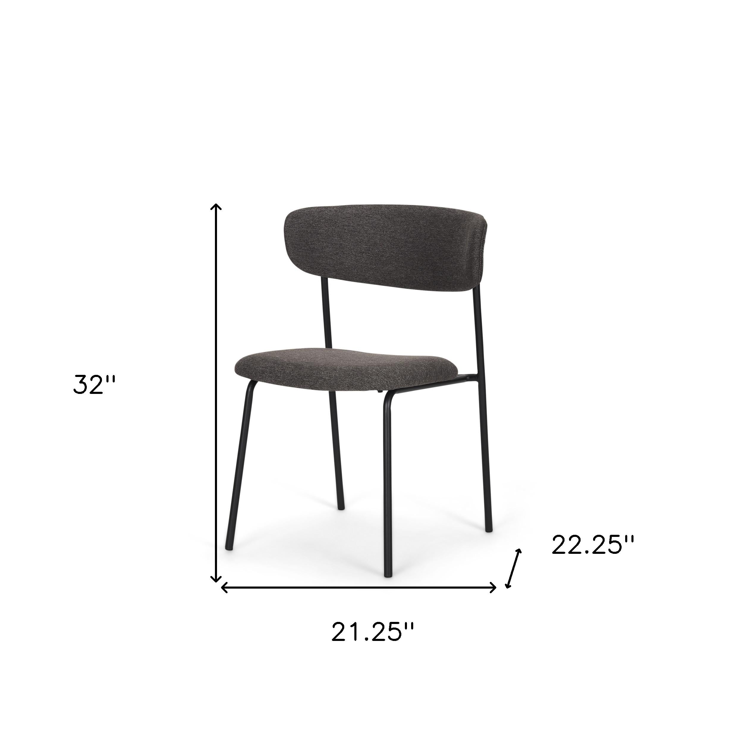 Set of Two Gray and Black Fabric Open Back Dining Side Chairs