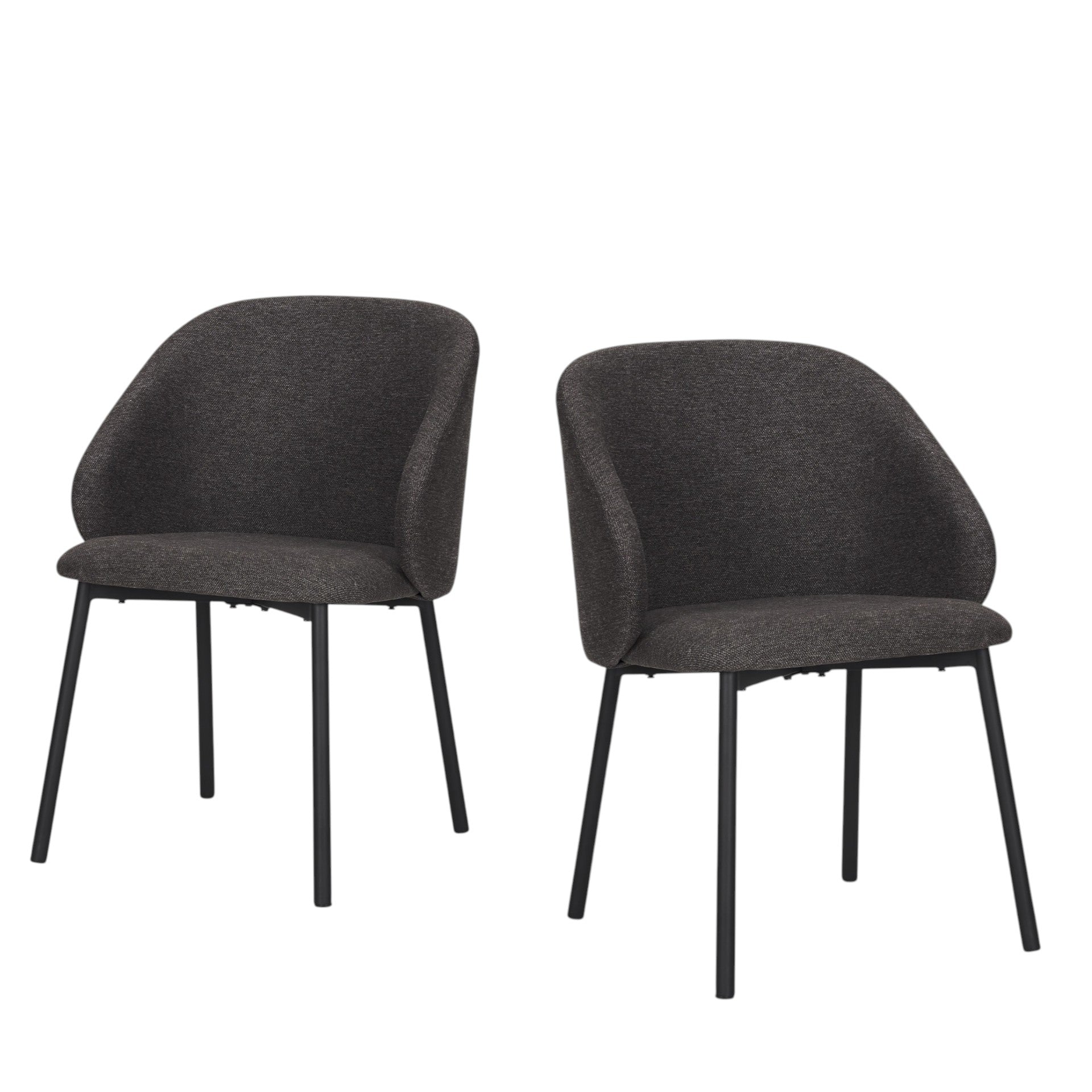 Set of Two Gray and Black Fabric Dining Side Chairs