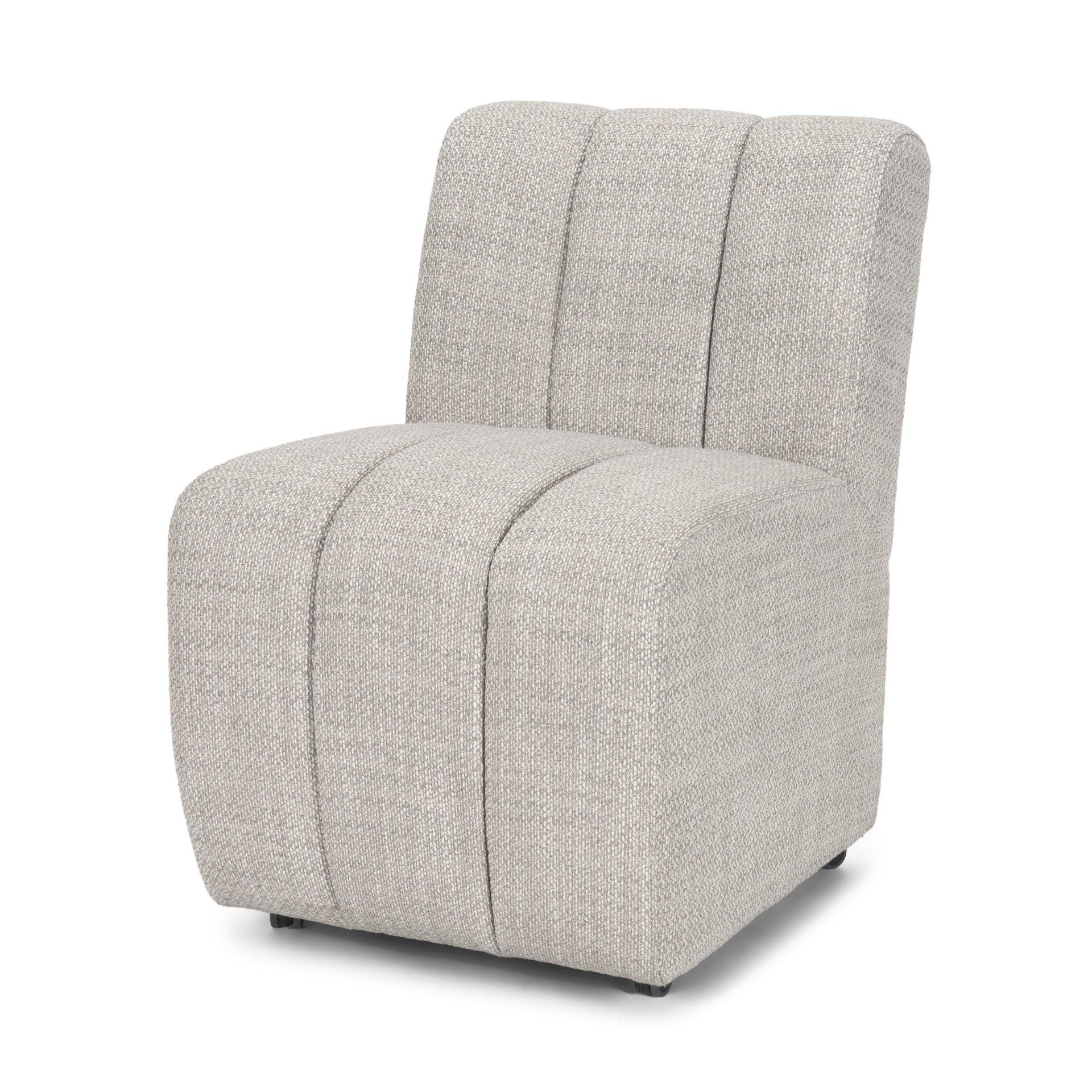 Gray And Black Upholstered Fabric Dining Side Chair With Wheels