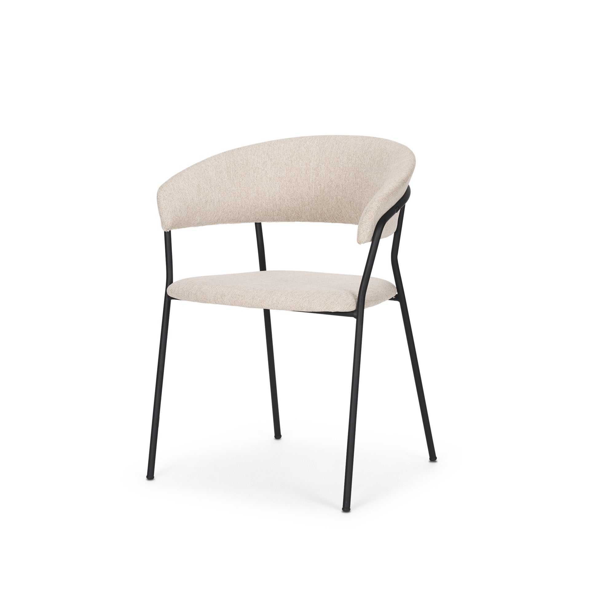 Set of Two Beige and Black Fabric Open Back Dining Arm Chairs