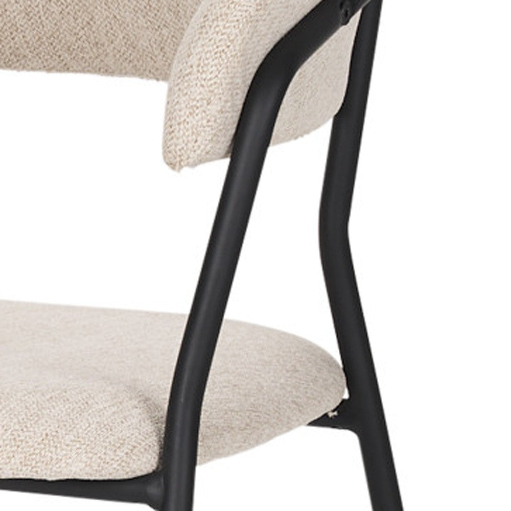 Set of Two Beige and Black Fabric Open Back Dining Arm Chairs