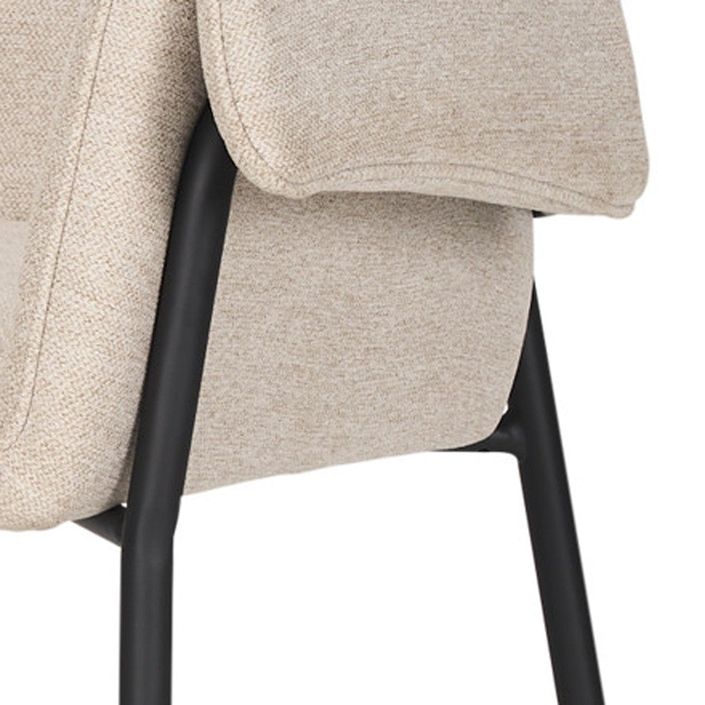 Set of Two Beige and Black Fabric Dining Arm Chairs