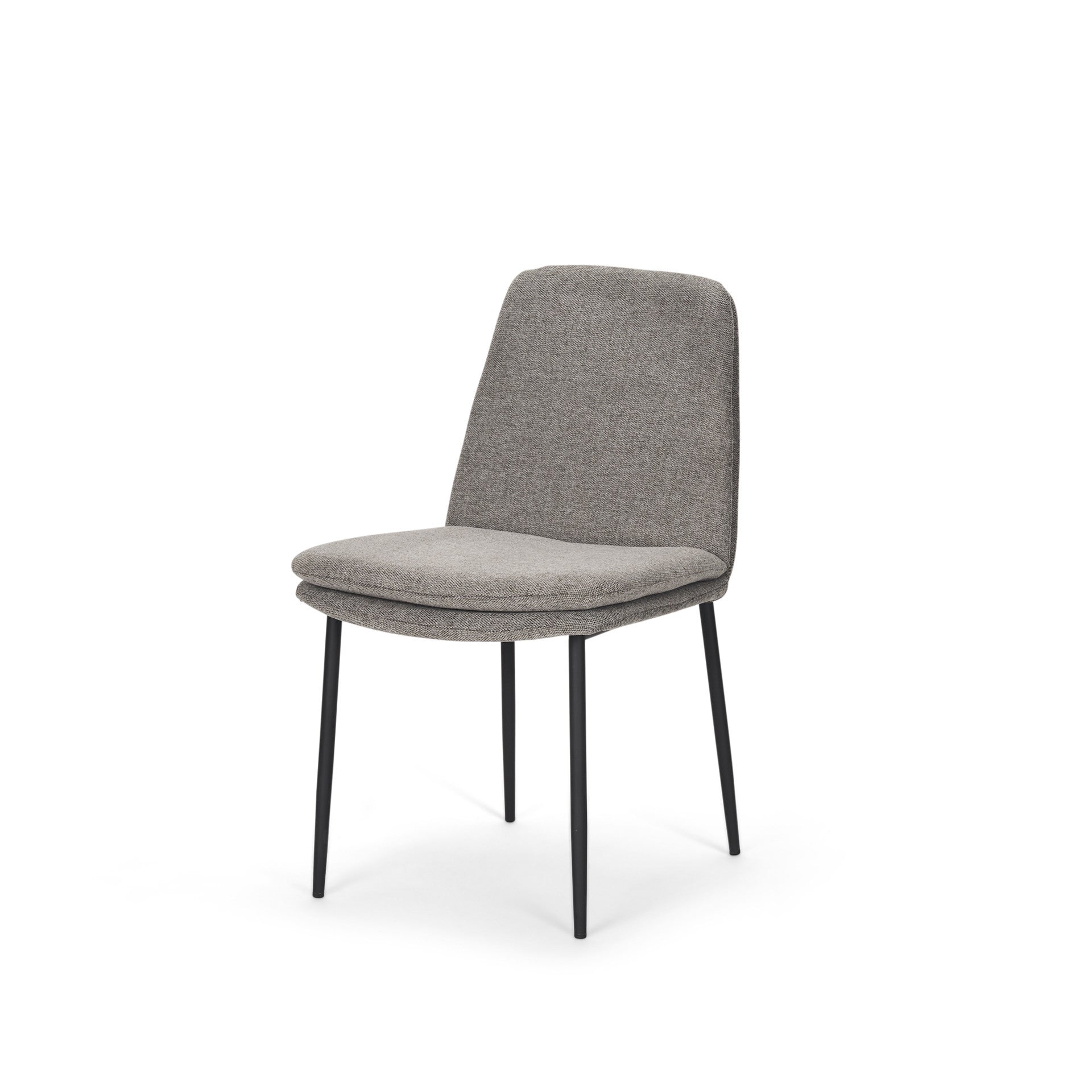 Set of Two Gray and Black Fabric Dining Side Chairs