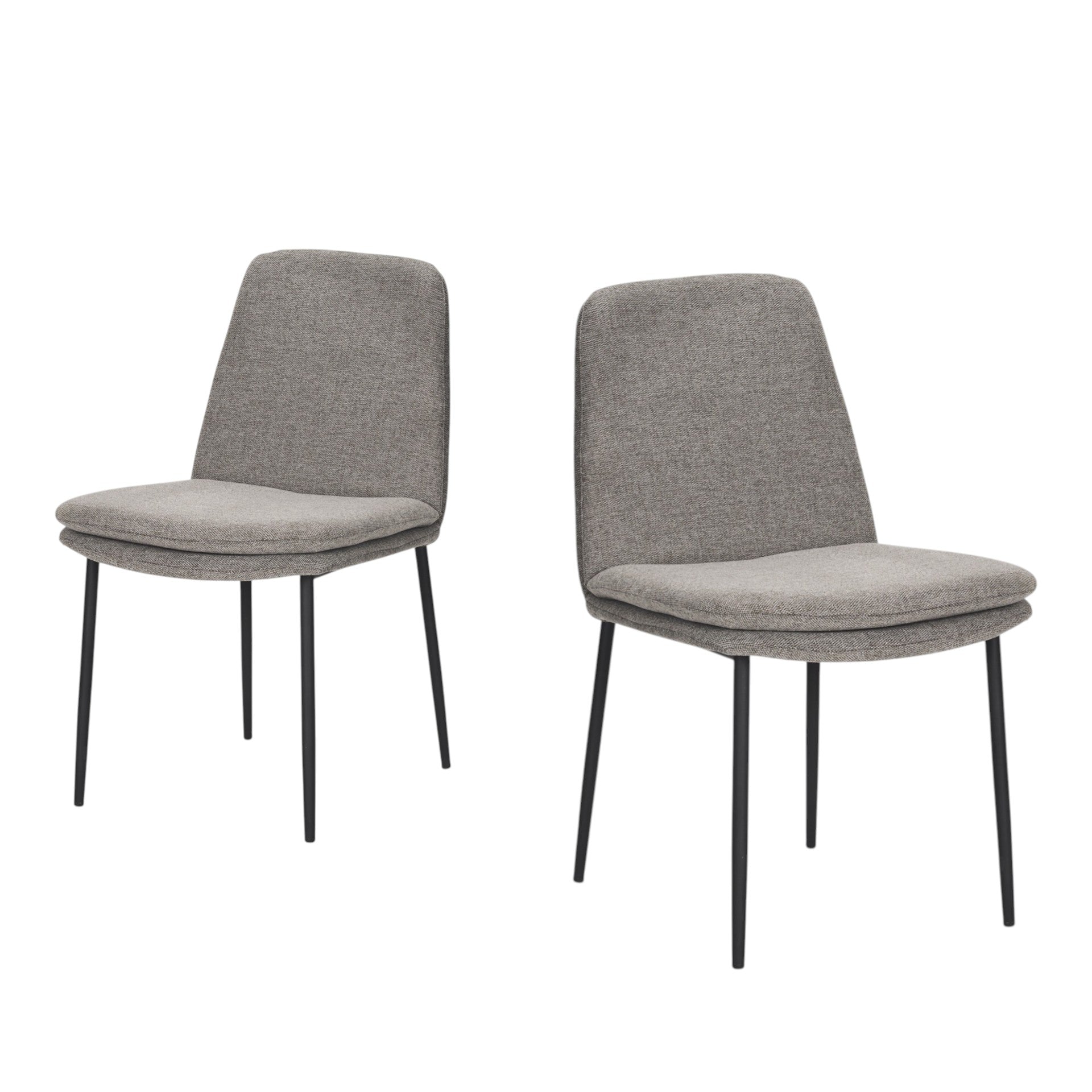 Set of Two Gray and Black Fabric Dining Side Chairs