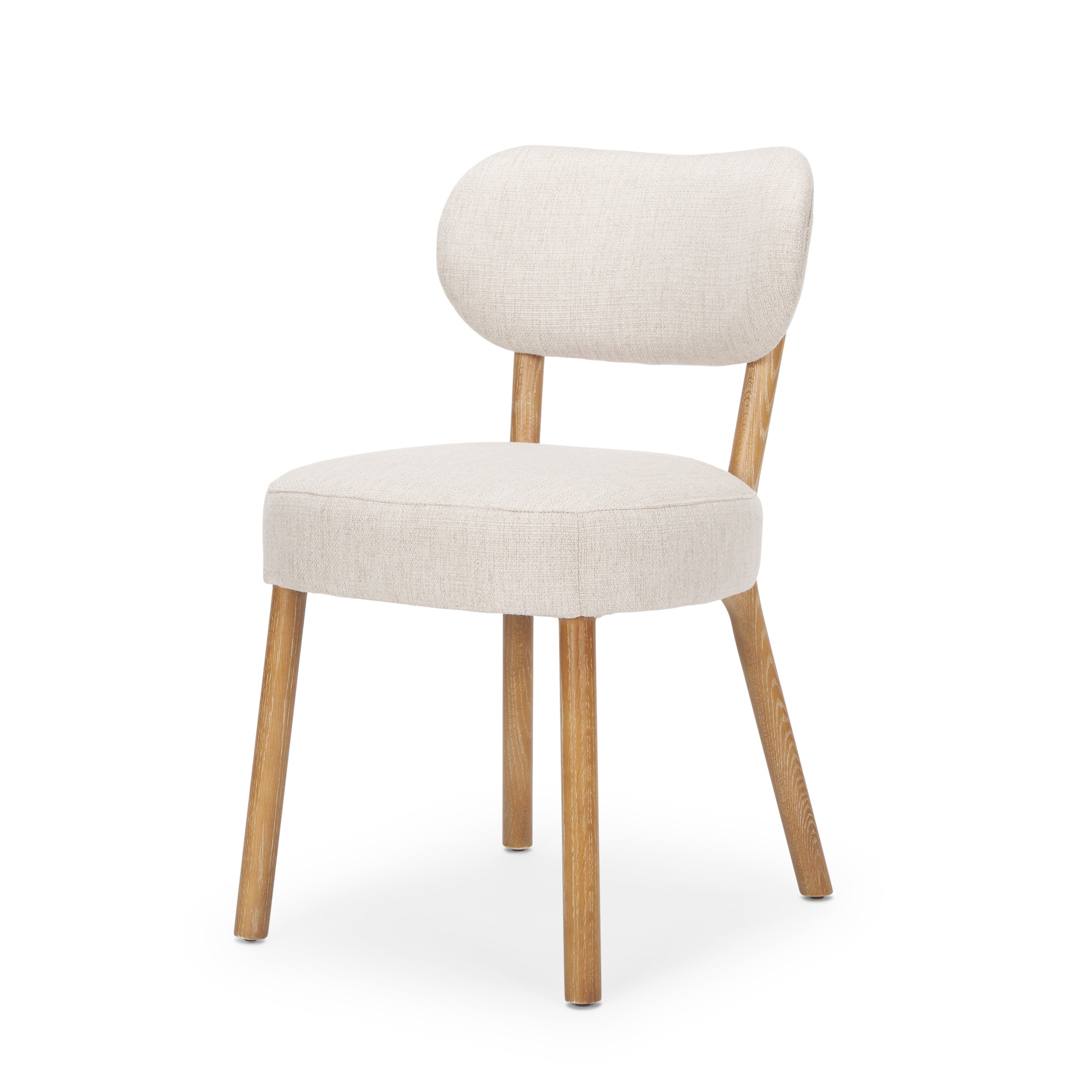 Set of Two Beige and Brown Fabric Open Back Dining Side Chairs