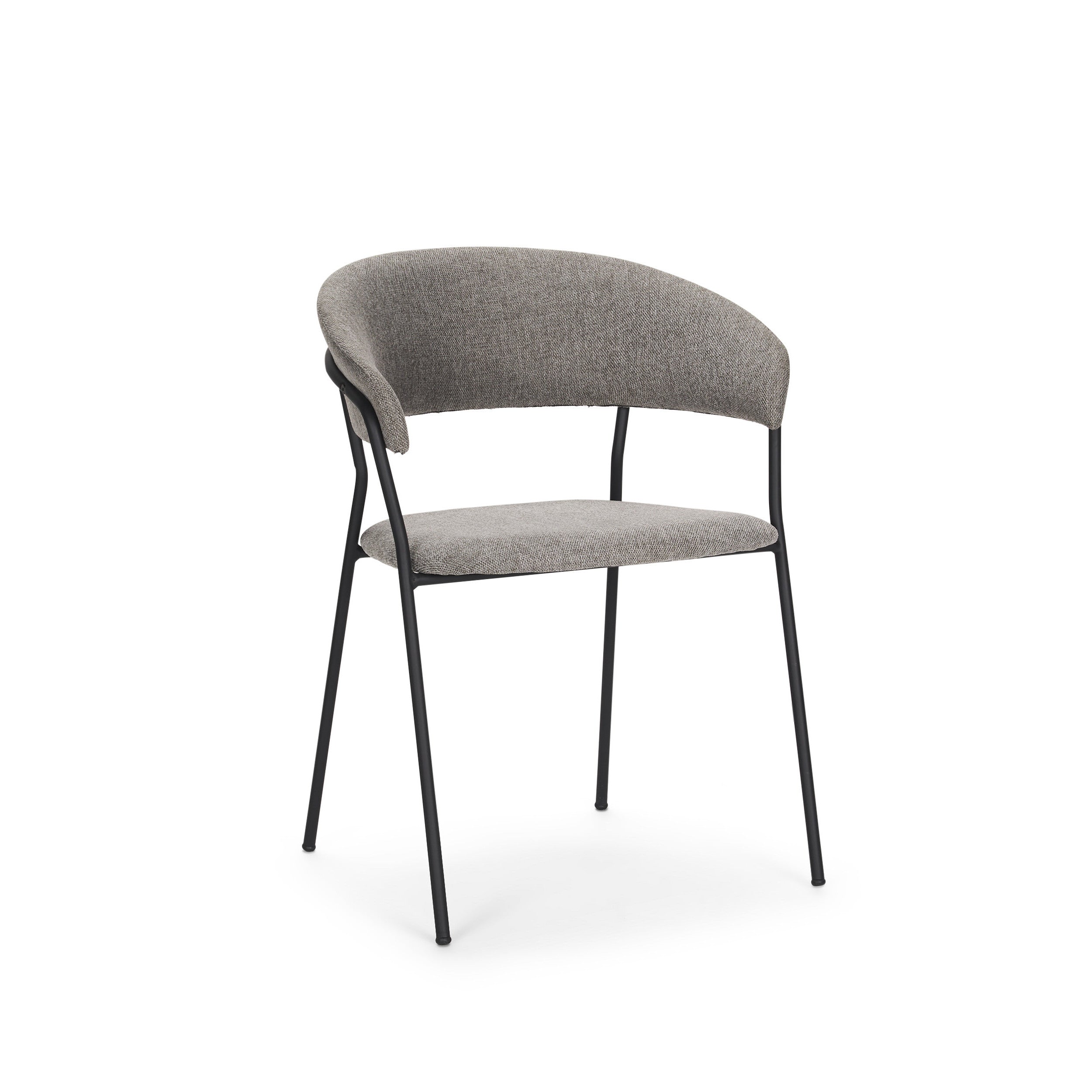 Set of Two Gray and Black Fabric Open Back Dining Arm Chairs