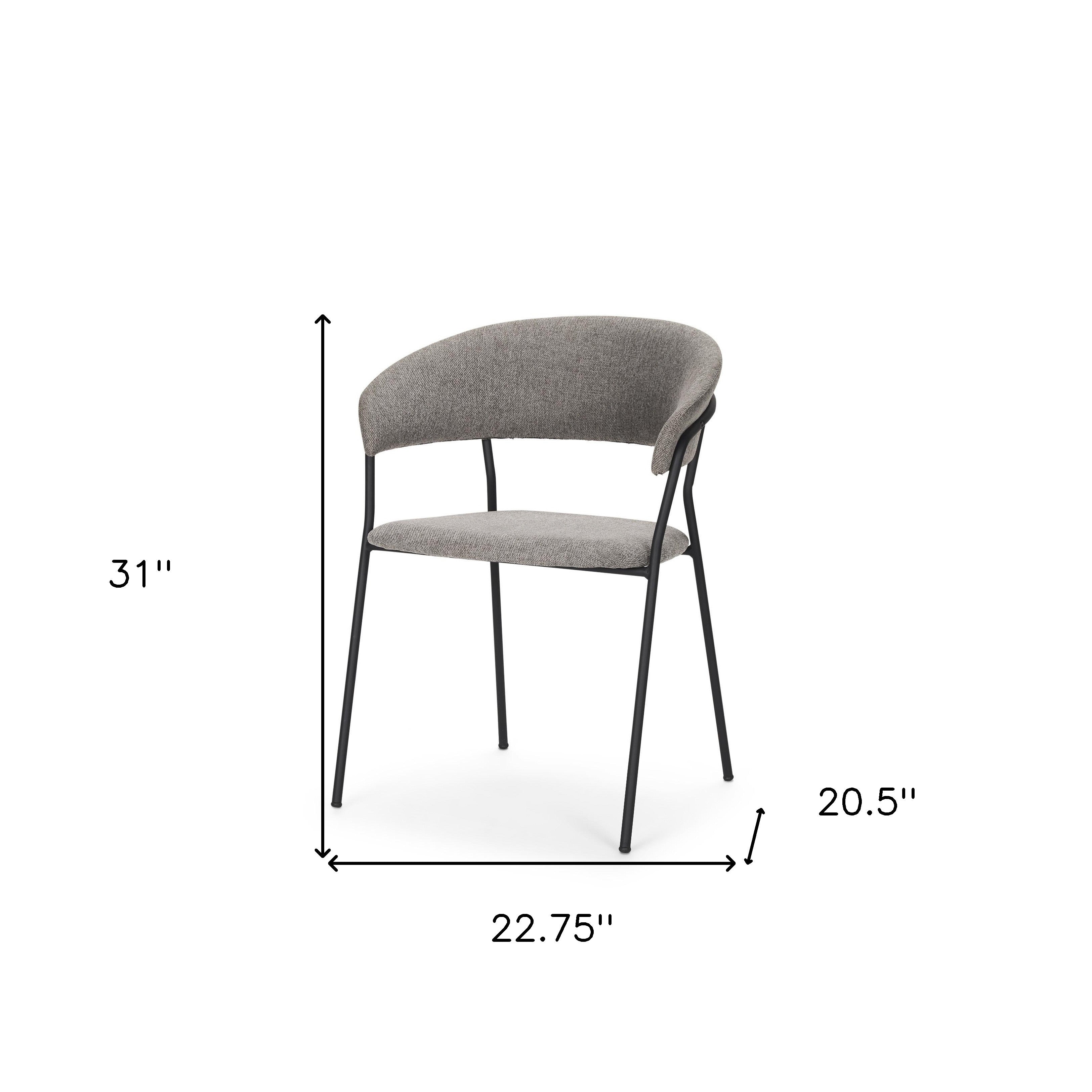 Set of Two Gray and Black Fabric Open Back Dining Arm Chairs