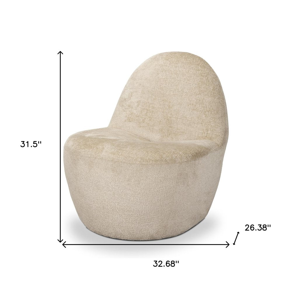 33" Beige Chenille Slipper Chair