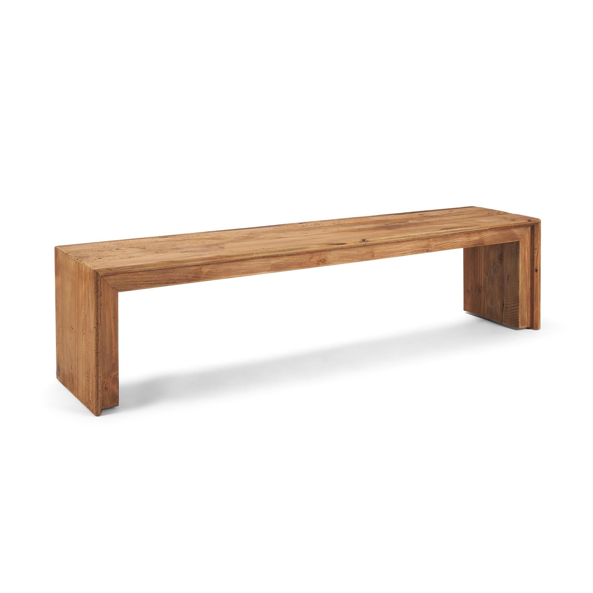 69" Natural and Brown Wood Distressed Reclaimed Wood Bench
