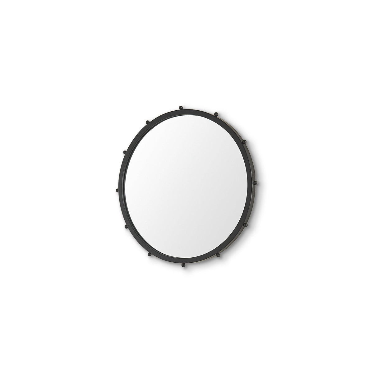 25" Black Metal Beaded Round Framed Accent Mirror