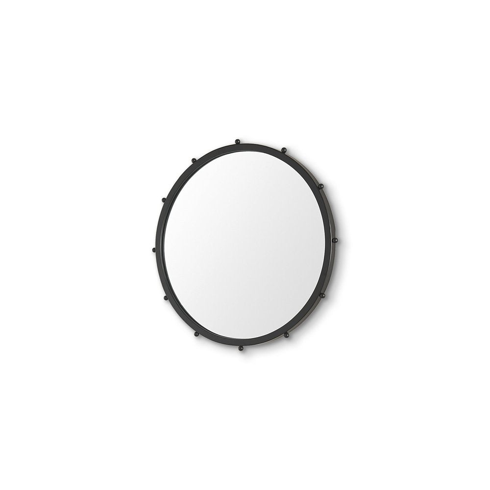 25" Black Metal Beaded Round Framed Accent Mirror
