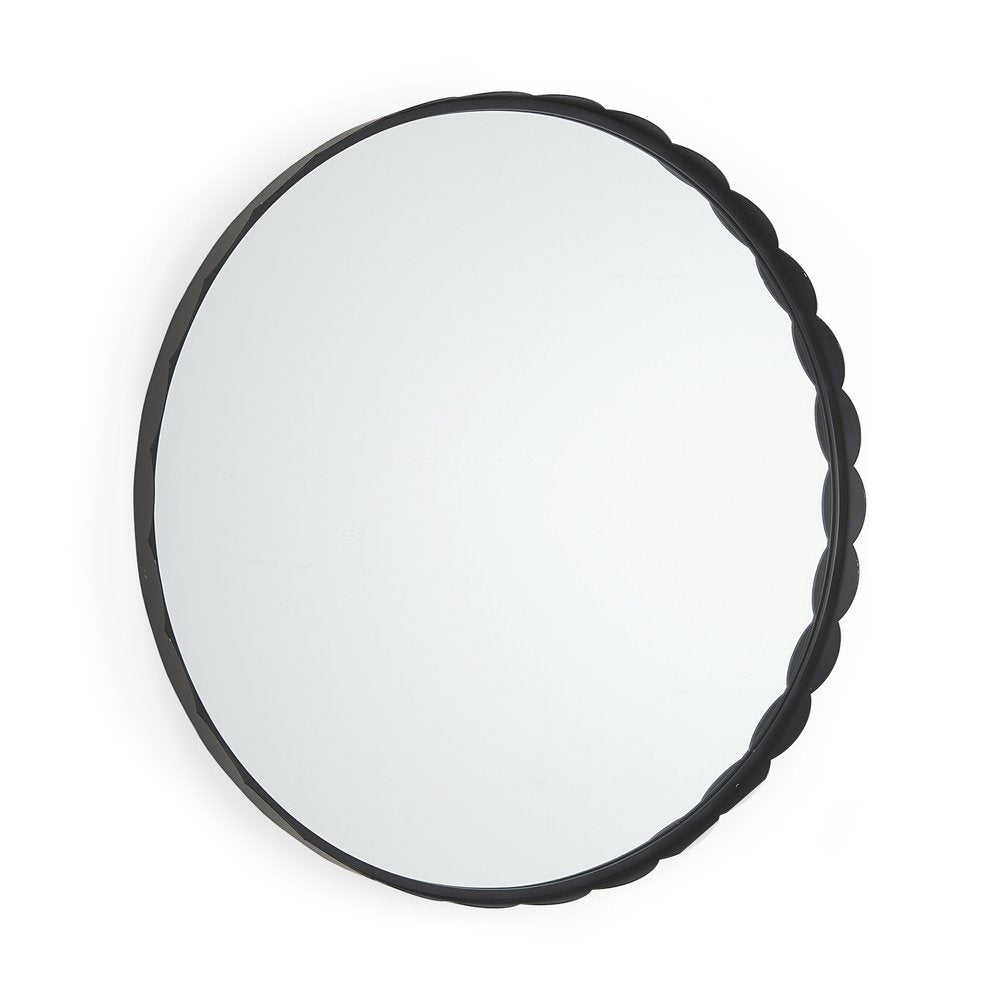 30" Black Metal Scalloped Framed Accent Mirror