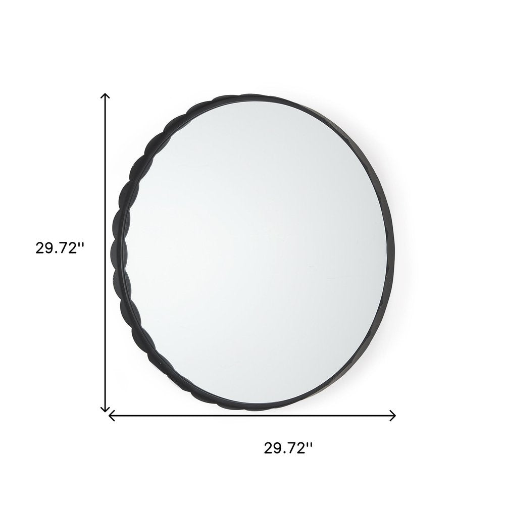 30" Black Metal Scalloped Framed Accent Mirror