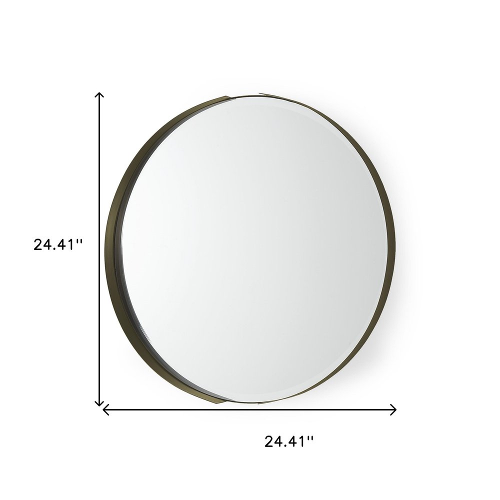 24" Gold Metal Round Framed Accent Mirror