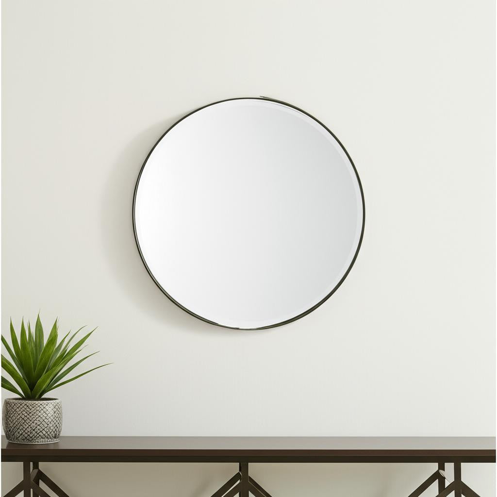 24" Gold Metal Round Framed Accent Mirror