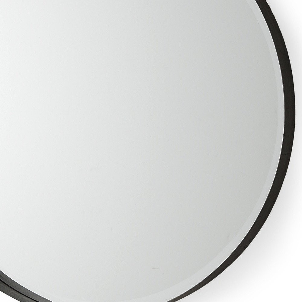 24" Black Metal Round Framed Accent Mirror