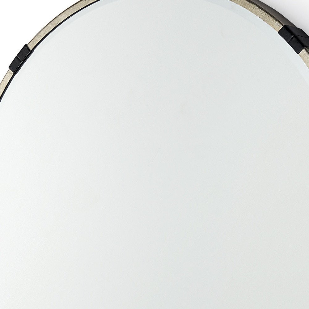 24" Gold And Black Metal Round Framed Accent Mirror