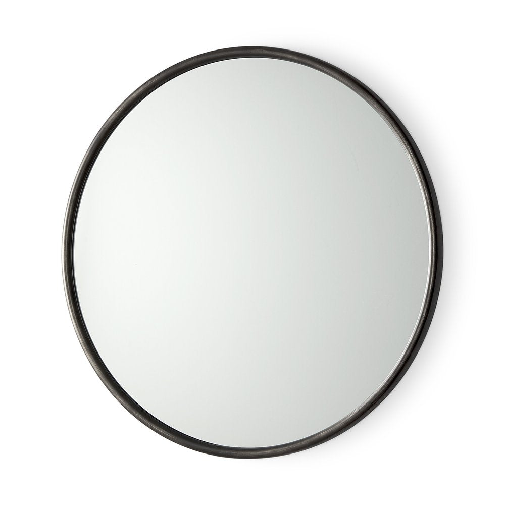 36" Black Metal Round Framed Accent Mirror