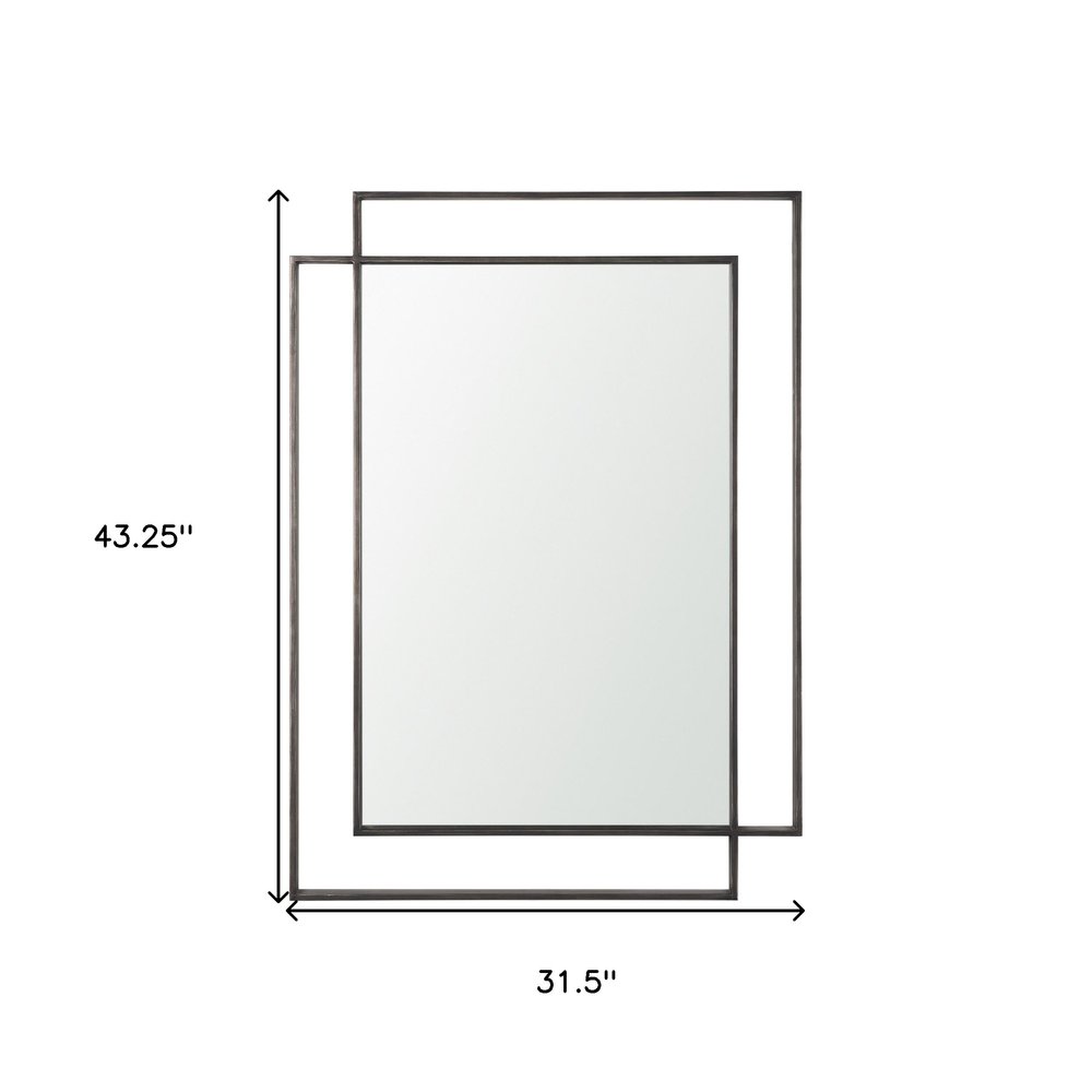 43" Gray Metal Double Frame Accent Mirror