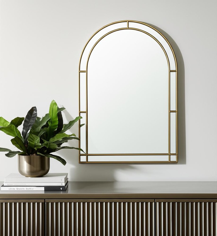 48" Gold Metal Double Arch Framed Accent Mirror