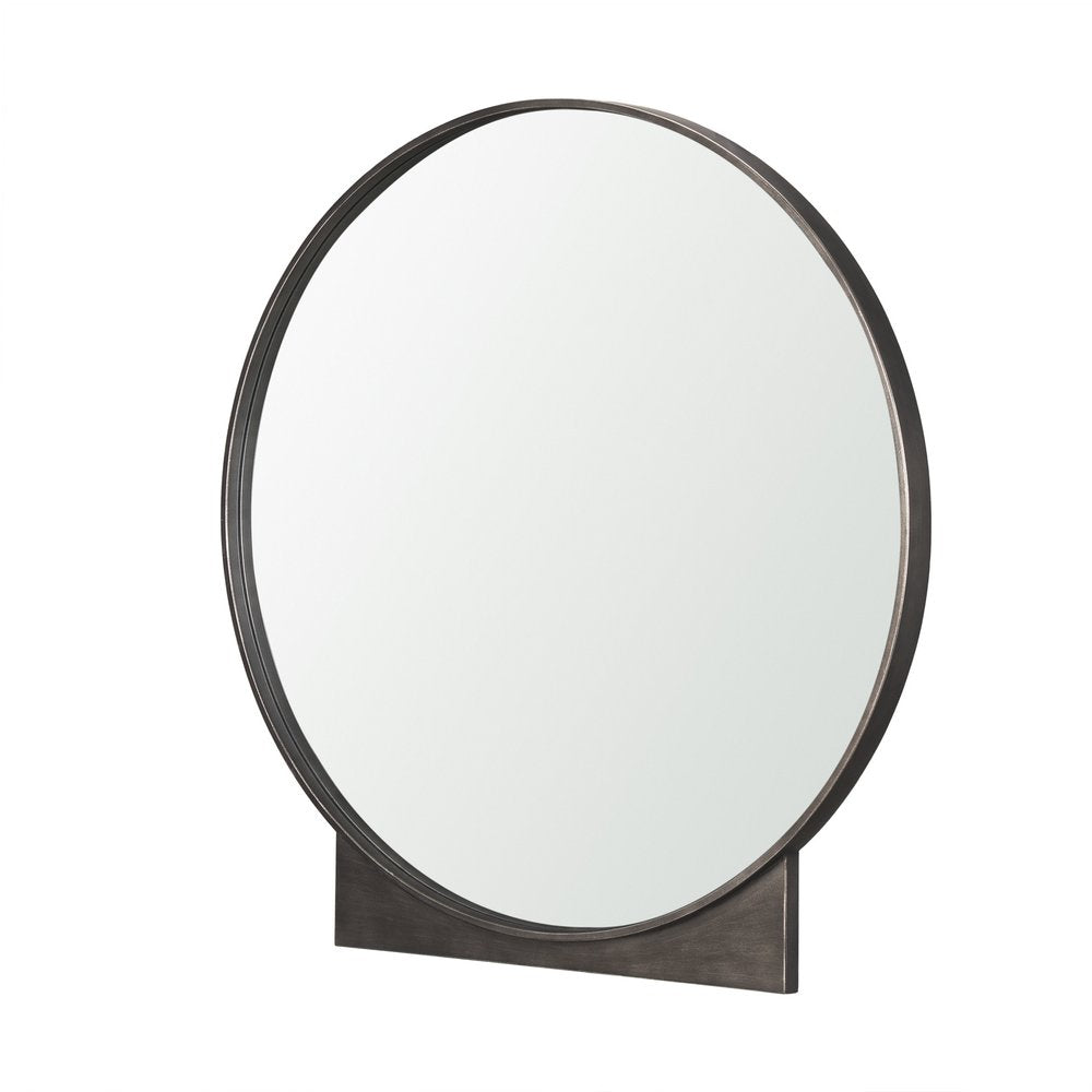 38" Gunmetal Metal Round And Rectangle Framed Accent Mirror