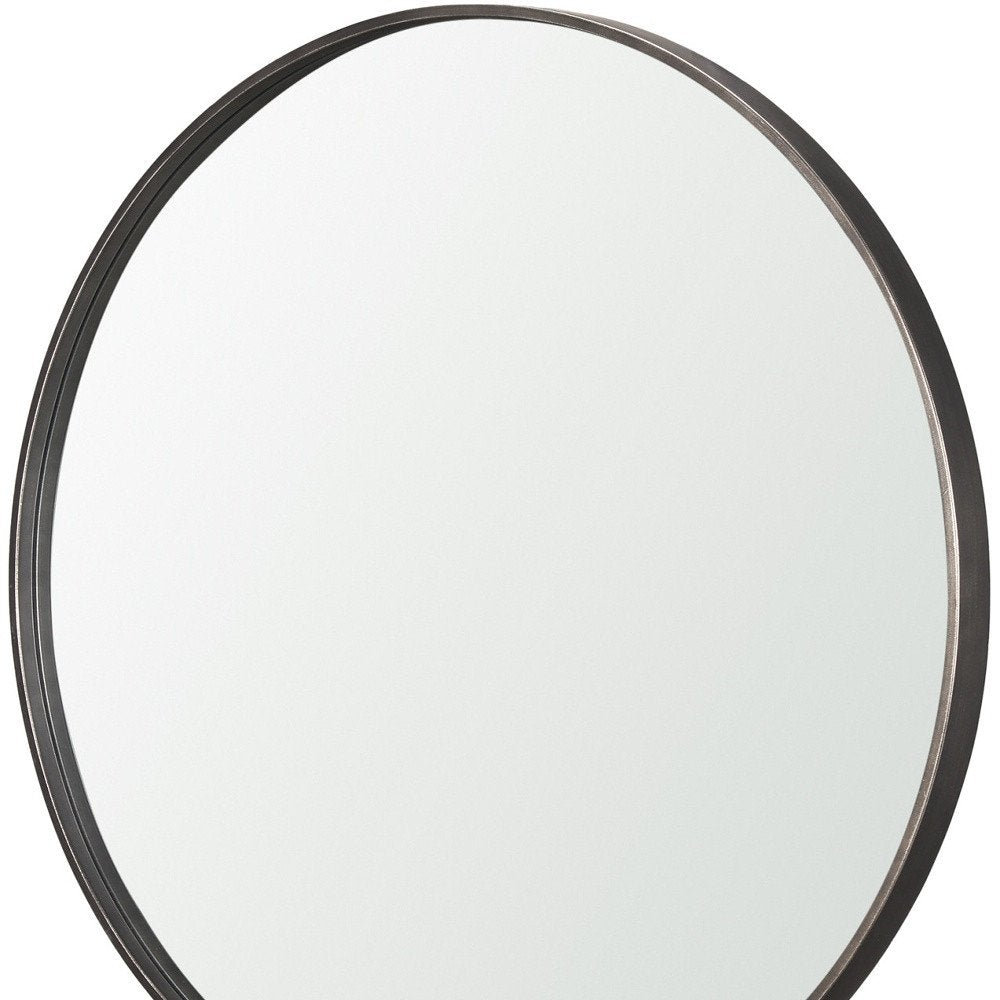 38" Gunmetal Metal Round And Rectangle Framed Accent Mirror