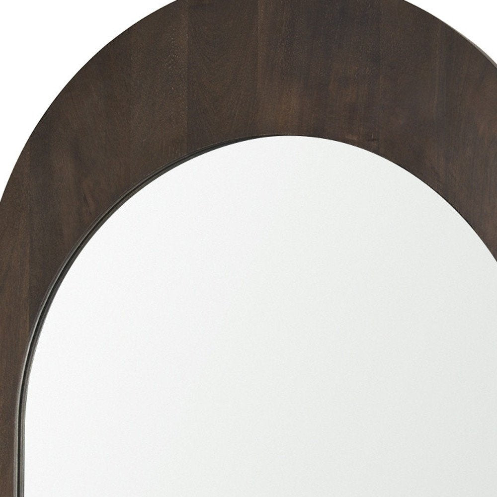 48" Brown Solid Wood Arch Framed Accent Mirror