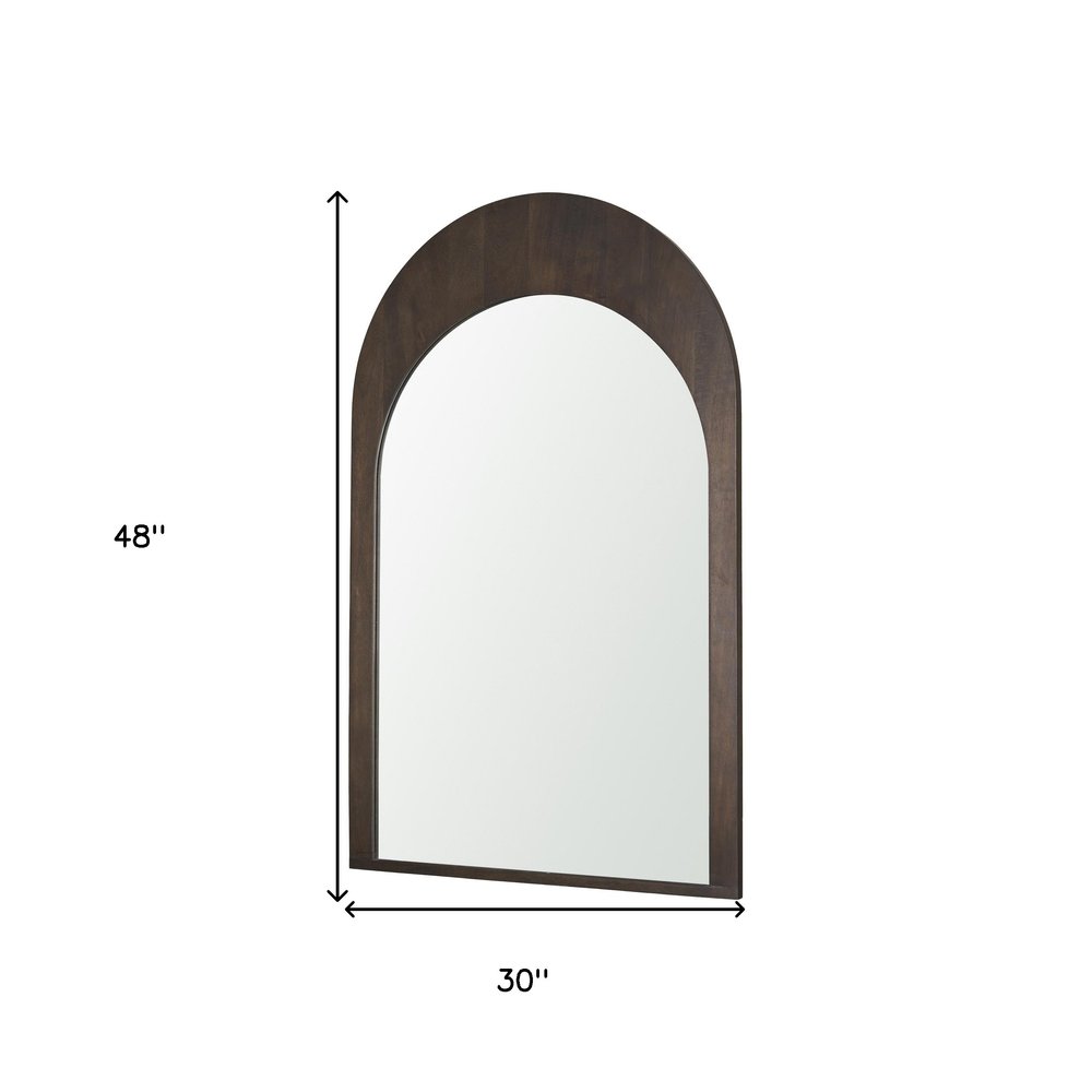 48" Brown Solid Wood Arch Framed Accent Mirror