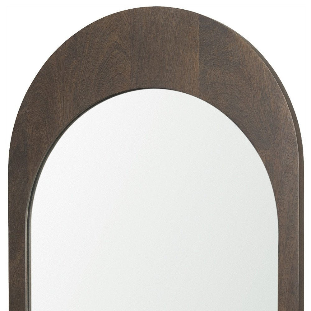 36" Brown Solid Wood Arch Framed Accent Mirror