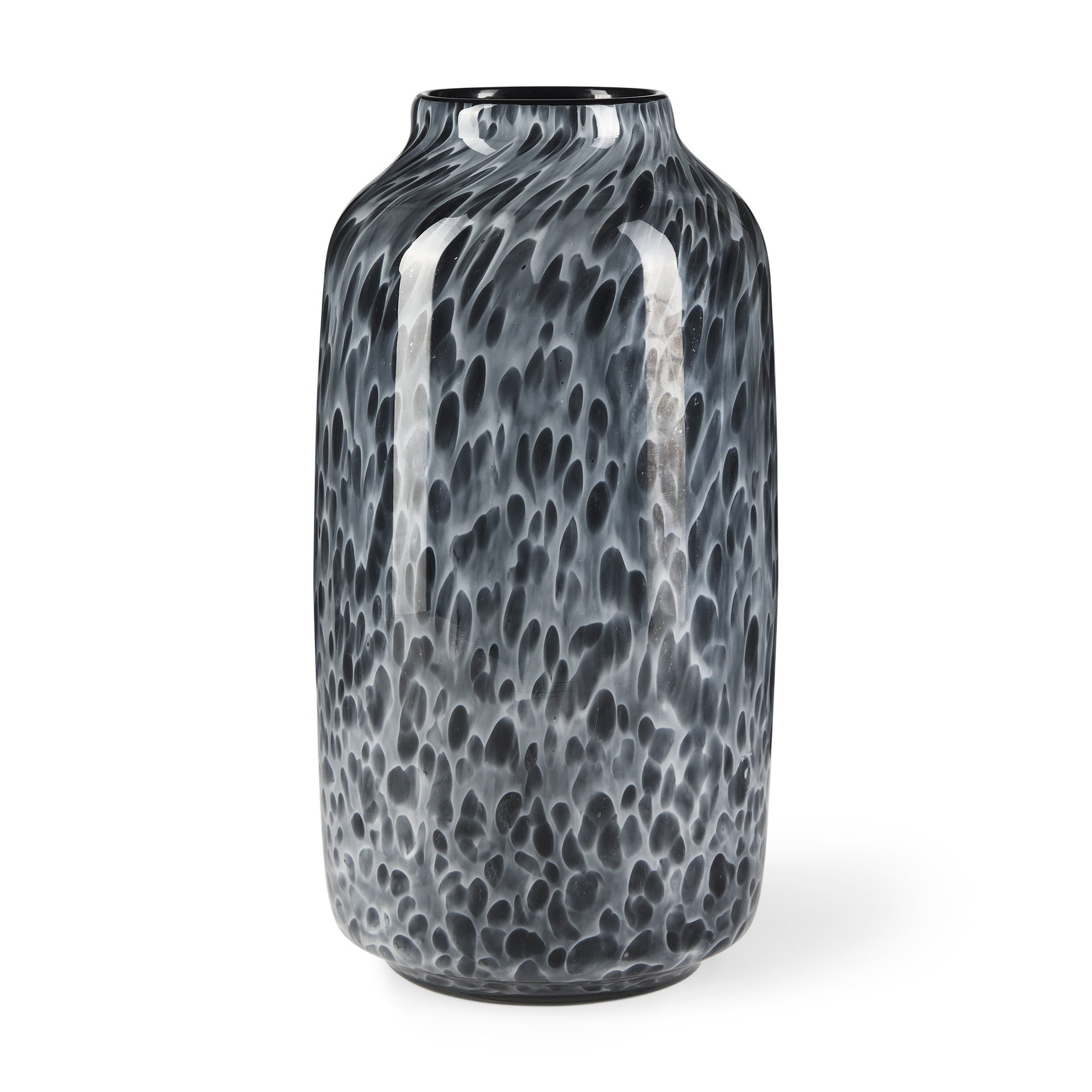 12" Black Mottled Cylinder Glass Table Vase