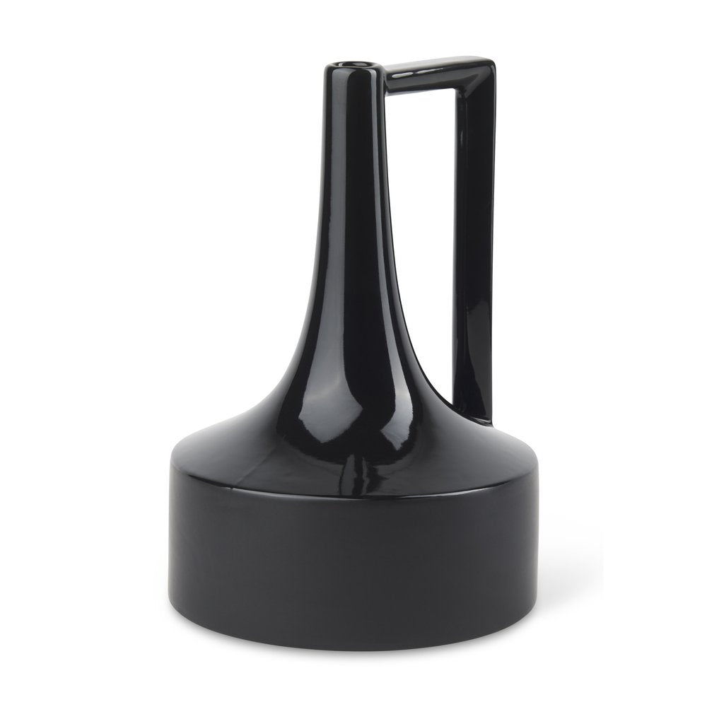 12" Black Ceramic Jug Vase