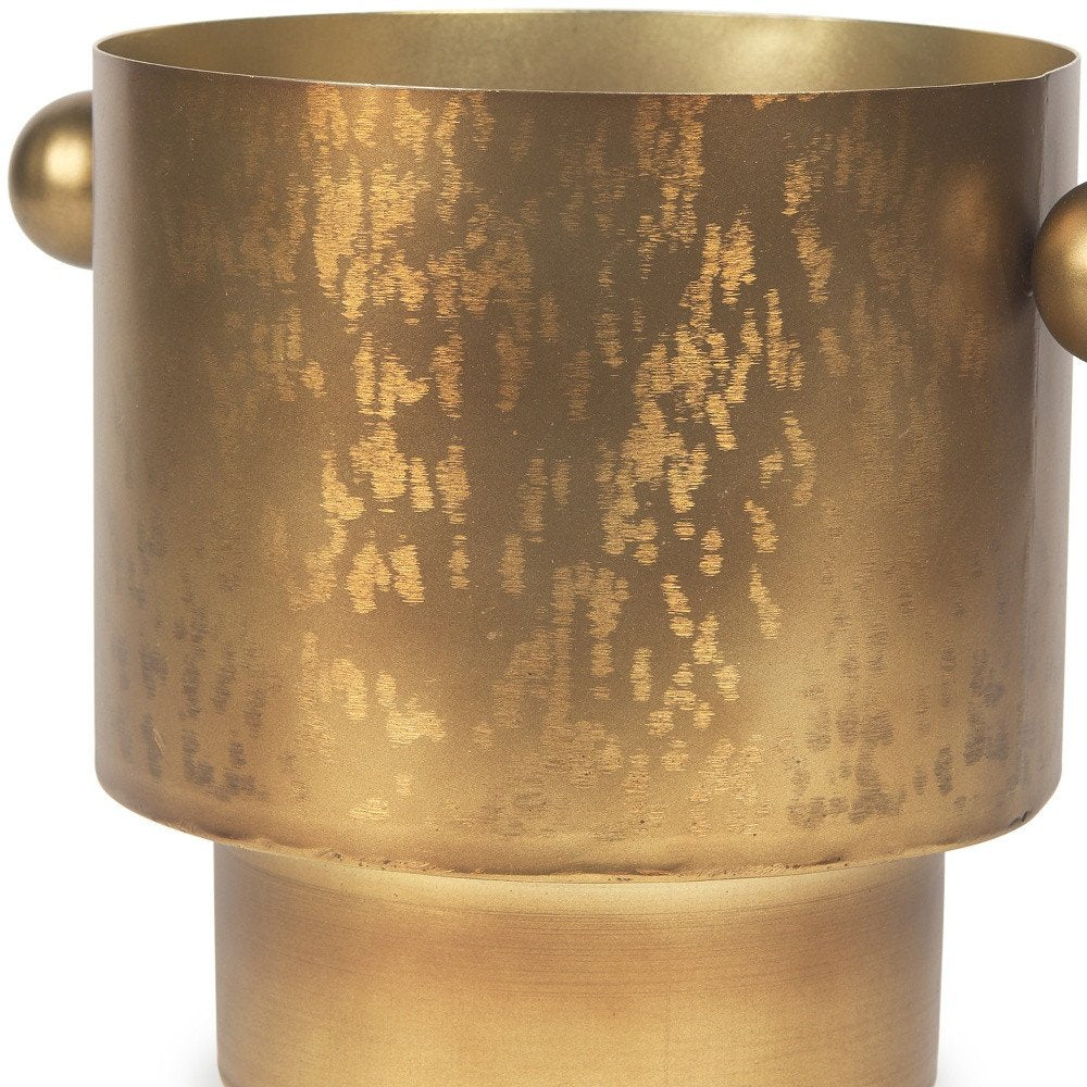 9" Gold Cast Iron Round Table Vase