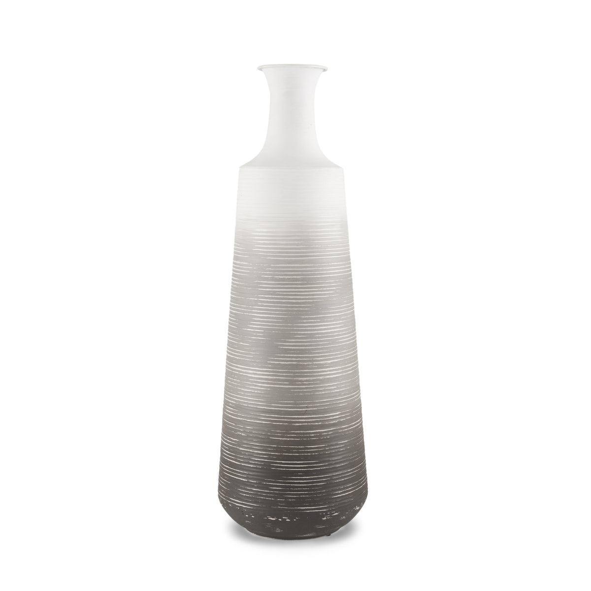 24" Gray And White Ombre Metal Table Vase