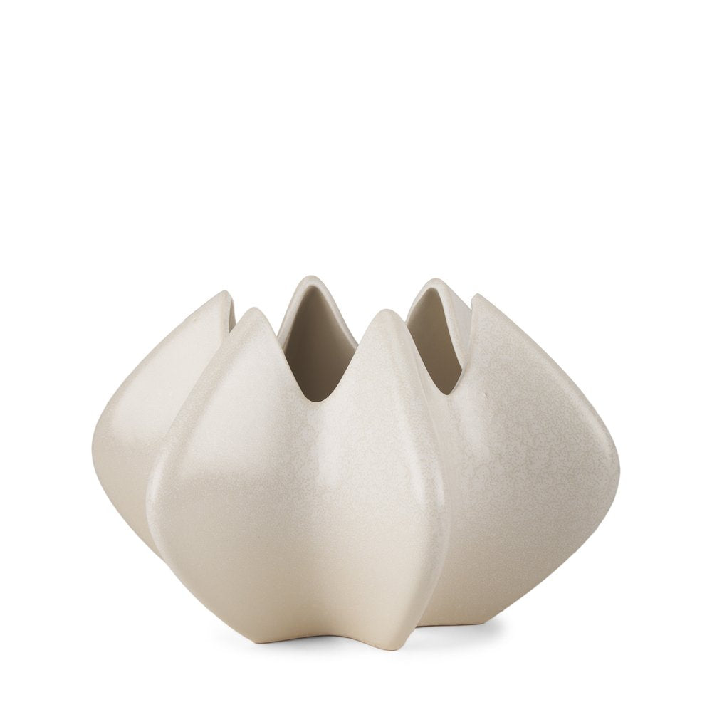 9" Cream Sculptural Ceramic Table Vase