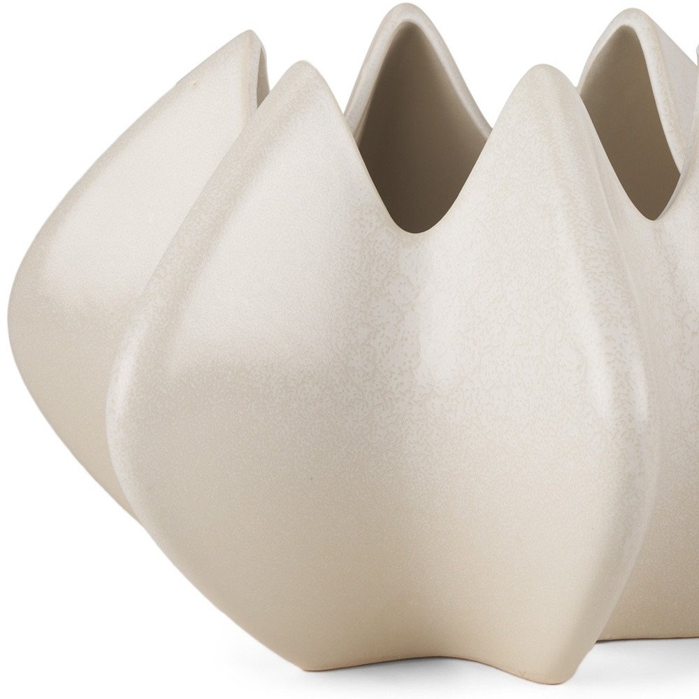 9" Cream Sculptural Ceramic Table Vase