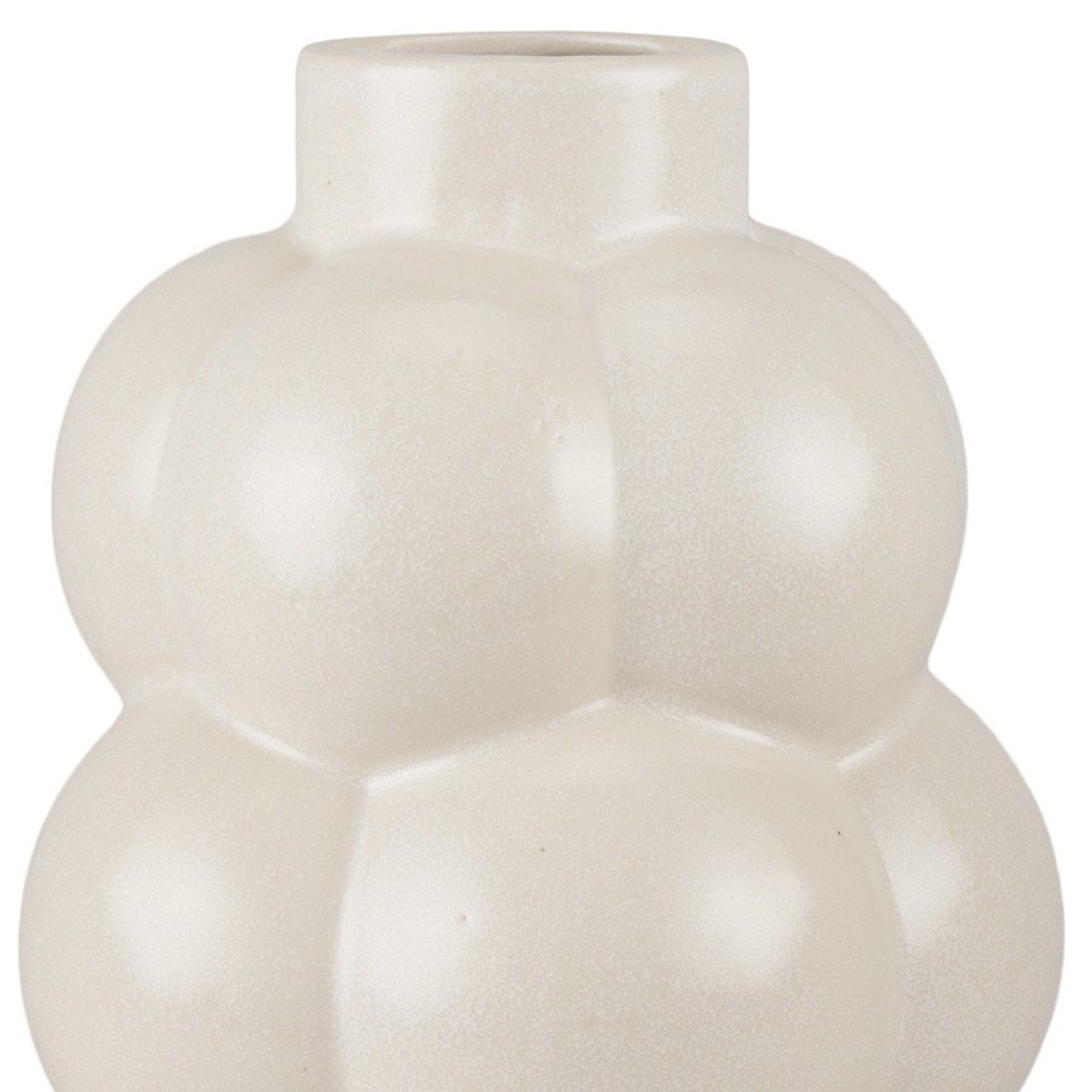 14" Cream Ceramic Modern Abstract Bubbles Table Vase