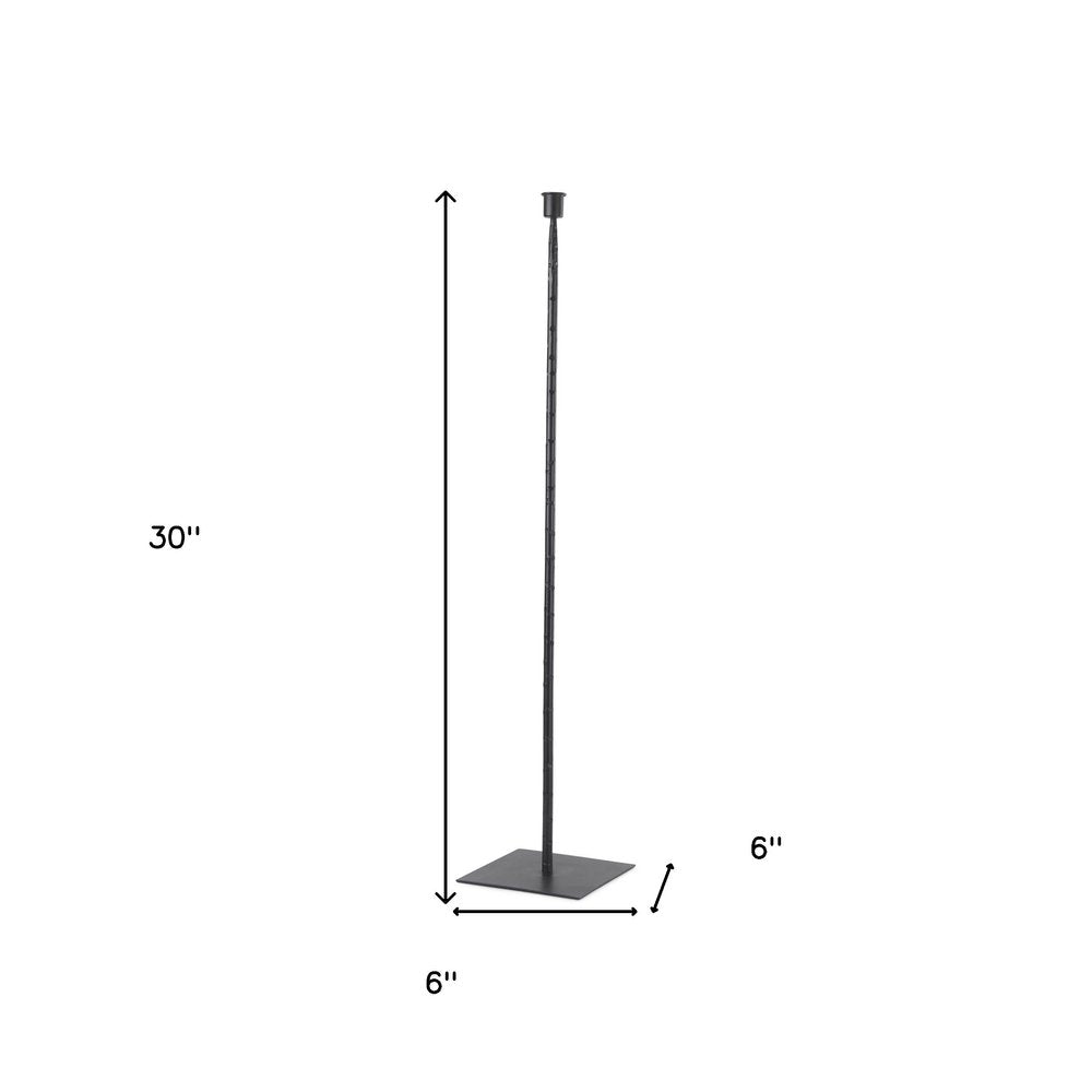 30" Black Abstract Metal Tabletop Taper Candlestick