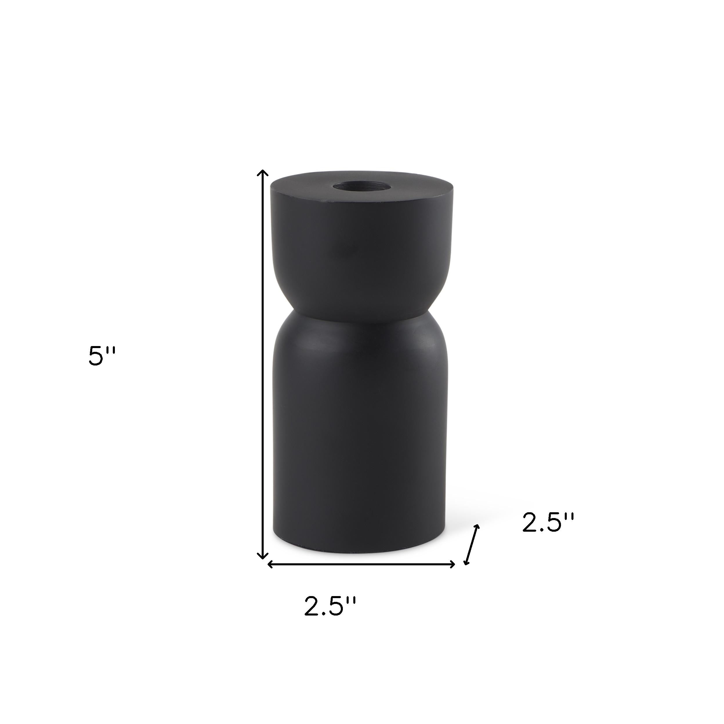 5" Black Metal Tabletop Pillar Candle Holder
