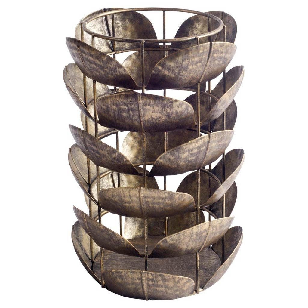 10" Bronze Distressed Botanical Leaf Metal Tabletop Hurricane Candle Holder