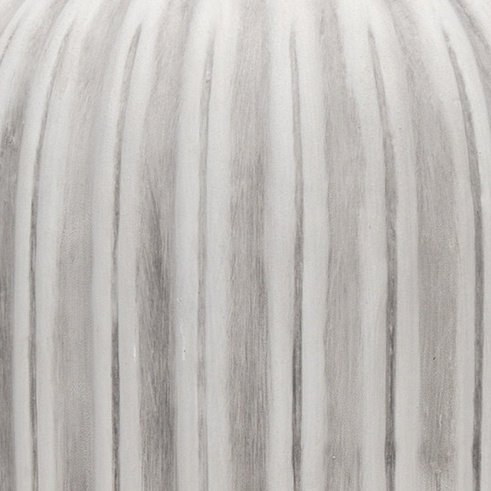 21" Gray And White Striped Ceramic Cylinder Floor Vase